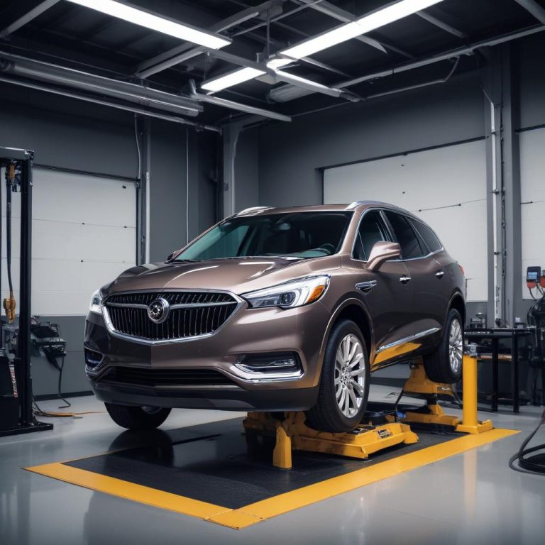 Routine maintenance being performed on a Buick Enclave at a certified service center