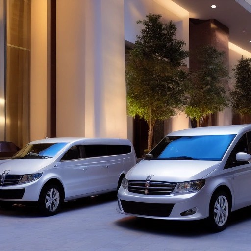 Executive luxury transportation minivans at a premier venue