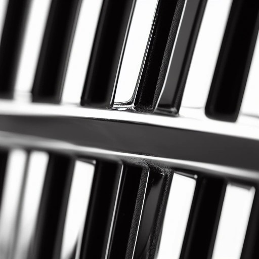 Automotive grille emblem featuring three diagonal shields