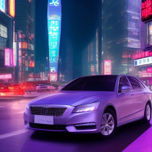 Premium American sedan in a modern urban Chinese cityscape